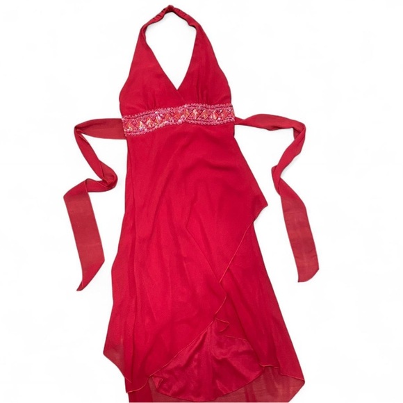 B. Smart Dresses & Skirts - Vintage Beaded Red Midi Dress